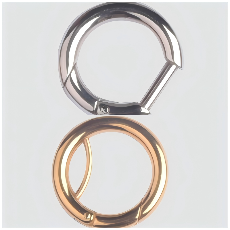 Spring O Ring clasp in polished silver for leather keychains