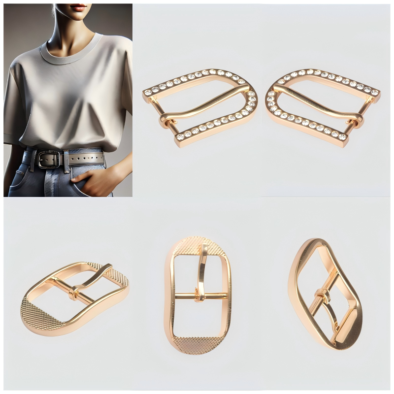 Polished pin buckle on a leather fashion belt