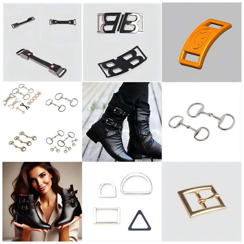 Polished metal buckle and magnetic button set for sophisticated designs
