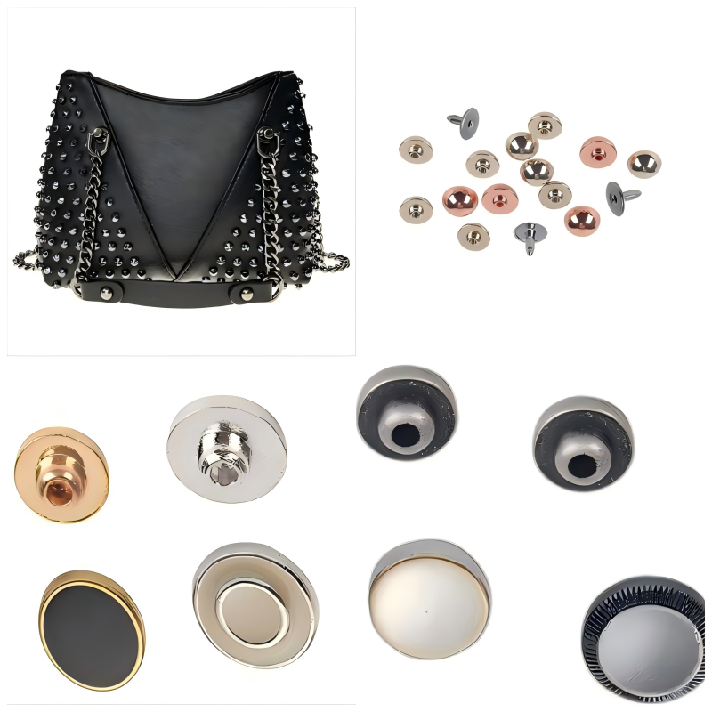 Fashion accessories showcasing Jean hardware: Nipple Rivet, Tack, and Finishing Tack