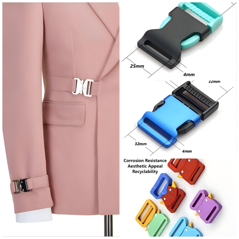 The polished aluminum buckle with innovative engineering, reflecting both durability and timeless style