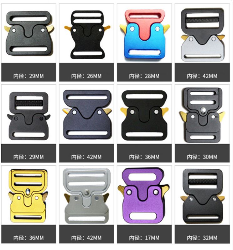 Precision aluminum release buckles 20-40mm with 500kg load capacity for technical gear