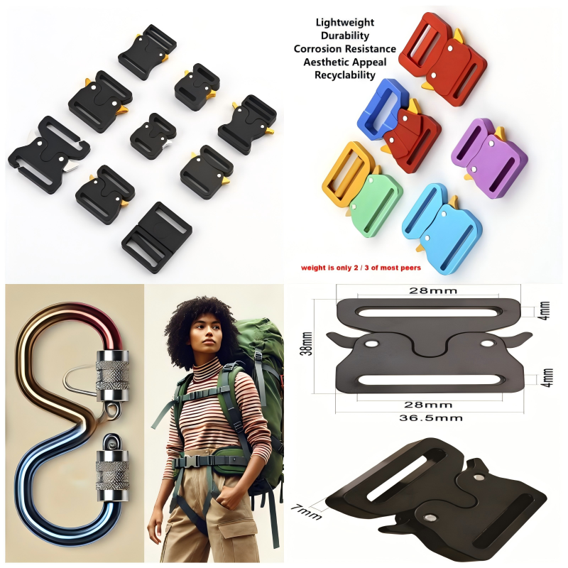 6061-T6 aluminum belt buckles 20-40mm with MIL-A-8625 hard anodized finish for backpacks 